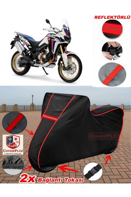 For Honda Crf1100L Africa Twin Tarpaulin Black Motorcycle Tarpaulin Engine Cover Tent (Red Stitched)