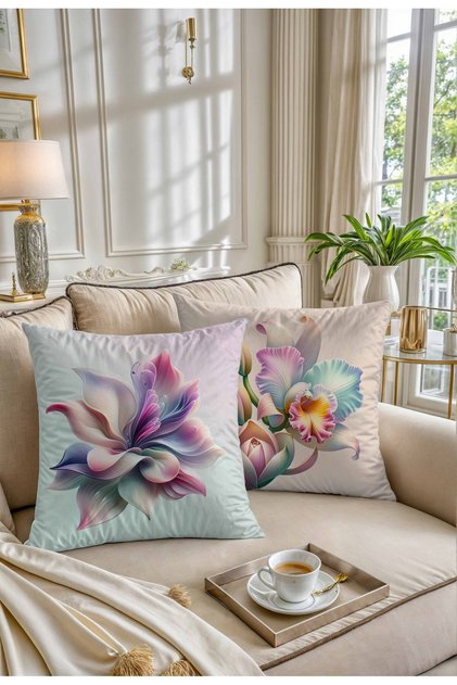 Set of 2 Suede Throw Pillow Covers with Double Side Print - Lumira