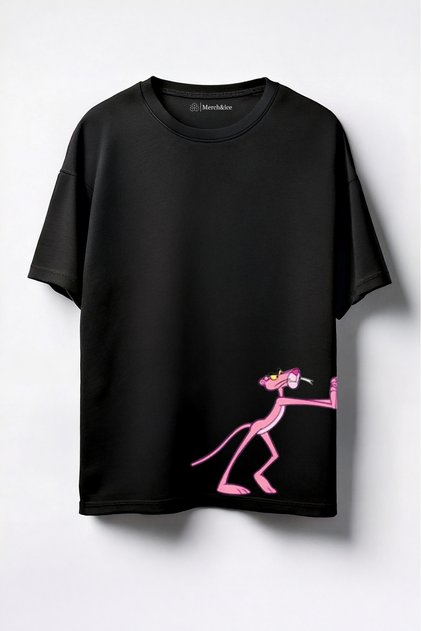 Pushing Pink Panther Printed Unisex Oversize T-Shirt