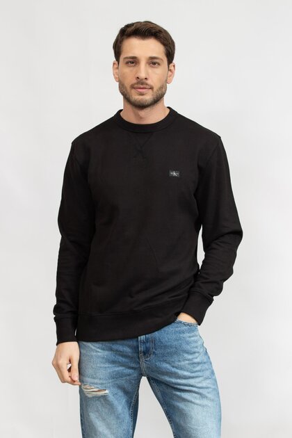 ルナ　0507 Calvin Klein WOVEN LABEL CREW NECK Erkek Sweatshirt J30J327115-BEH