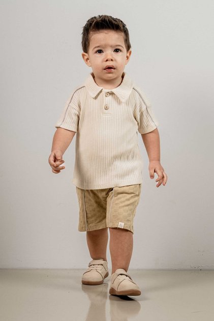 Baby Kids Cream- Beige Cotton 2 Piece Set First Ben Trend Fashion Bottom Top Set