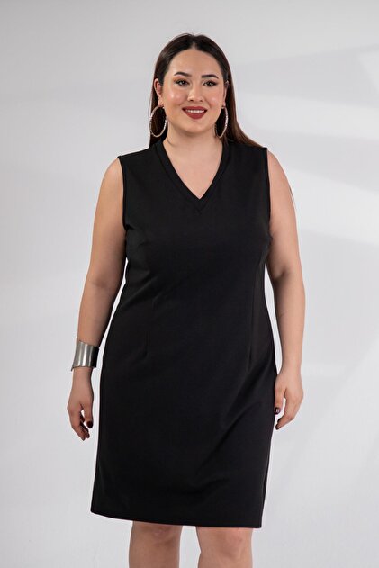 1112041 Women's Zippered Back Detailed Dress Black
