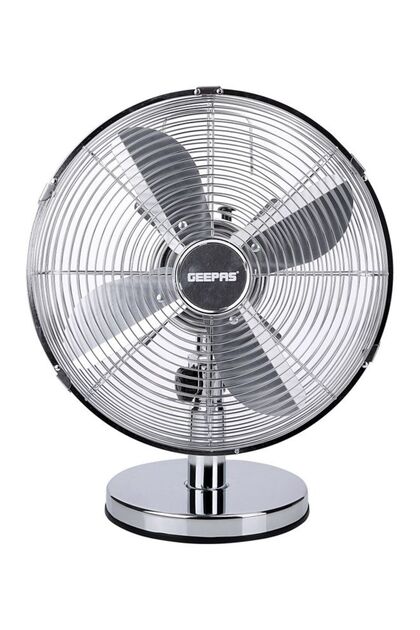 12 Inch Metal Table Fan 3 Speed Settings With Wide Oscillation And Stable Base GF9610 Silver