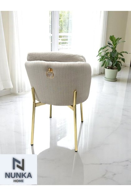 6 Kişilik Arya Gold Line BabyFace Kumaş Modern Ve Şık Sandalye