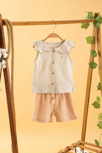 Baby Kids Gray Cotton Shorts 2-Piece Set Ilk Ben Trend Fashion Bottom Top Set