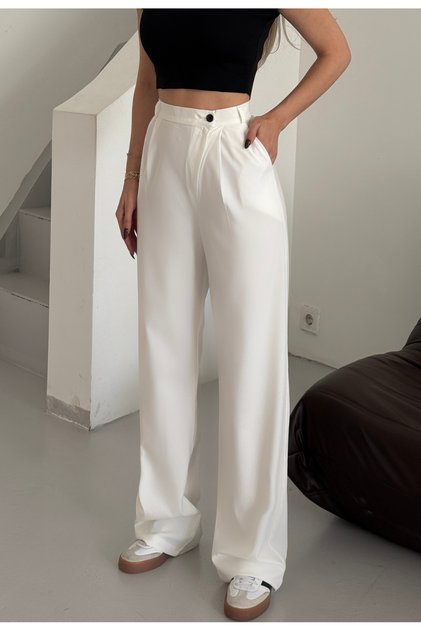 Women's White Palazzo Pants Myth010001