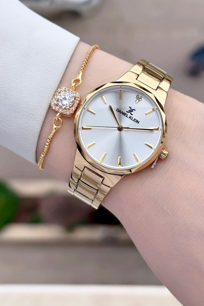 Sarı Renk 33 Mm Kadın Kol Saati Ve Bileklik