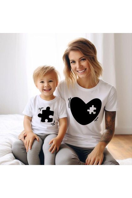 Mother's Day Special Mom and Boy Printed Crewneck Cotton Regular Fit Women's and Child Tshirt