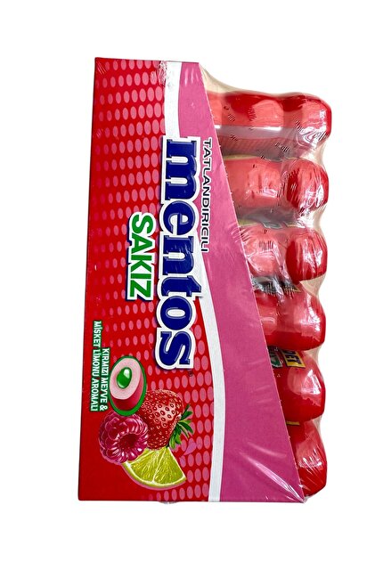 Mentos Kırmızı Meyve Misket Limonlu Draje Sakız 56 g * 6 Adet