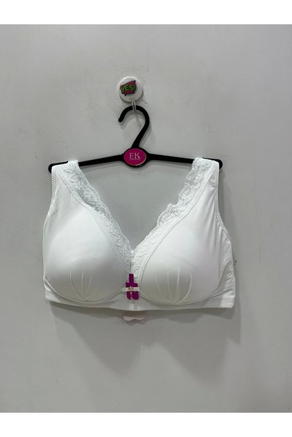 Lace Detailed Wire-Free Gathering C Cup White Bra - 780