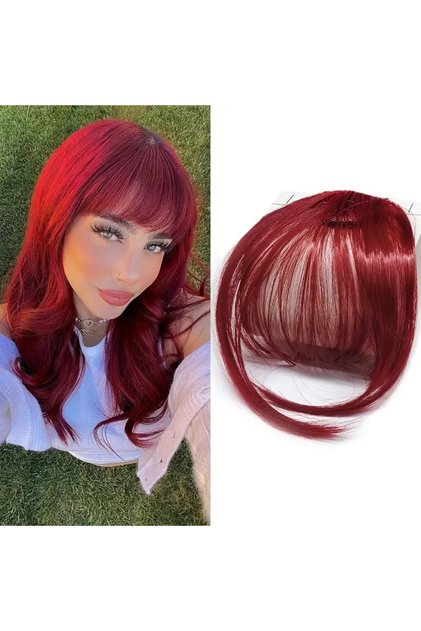 Extensii par tip Breton Visiniu, fibra sintetica cu aspect natural, cu clips