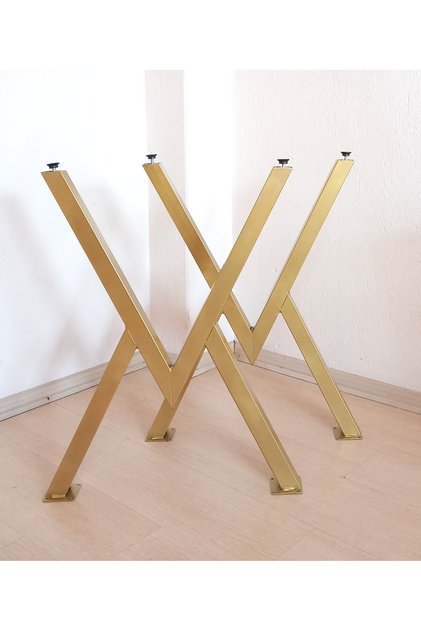 V Metal ayak - Yemek masası - Mutfak masası - Masa ayağı - 2 Adet 73cm Gold