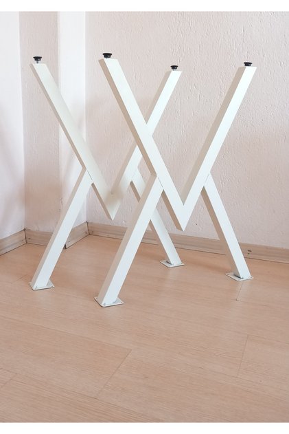 V Metal ayak - Yemek masası - Mutfak masası - Masa ayağı - 2 Adet 73cm Beyaz renk