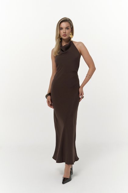 Loretta Backless Brown Long Dress