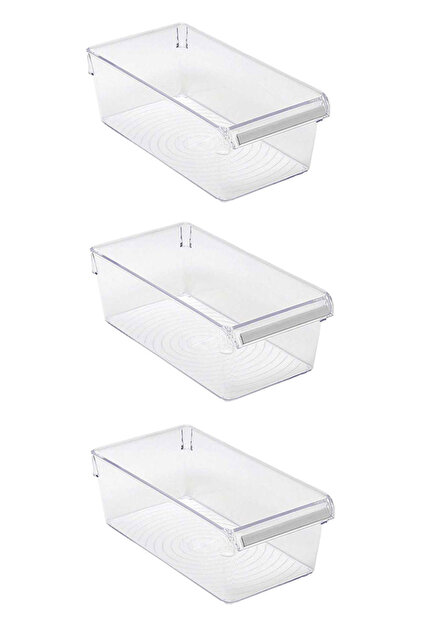 3'lü Buzdolabı Düzenleyici Dolap İçi Organizer Saklama Kabı Seti 290*150*100 MM Şeffaf