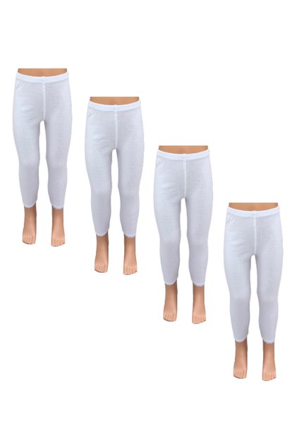 4- Pieces Full Length Pants Inner Girls Leggings With Elasticized Waistband Dantil Cotton 100%