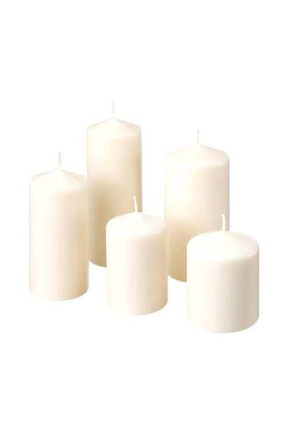 5-Piece Unscented Block Candle Set White 19x7x22cm