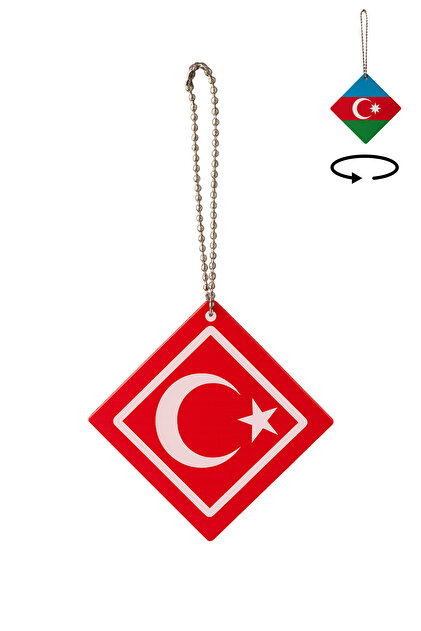Happynesso Çift Taraflı TÜRK ve AZERBAYCAN Bayrağı Dikiz Ayna Süsü