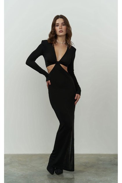 Elvira Long Black Dress