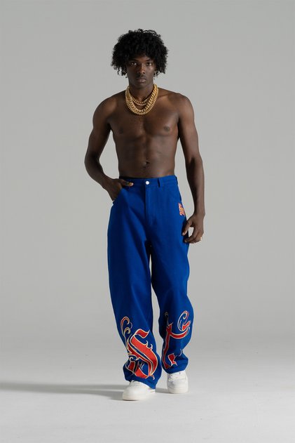 St. King Blue Baggy Men's Blue Oversize Pants