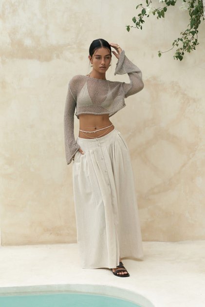 Alwi Beige Loose Skirt