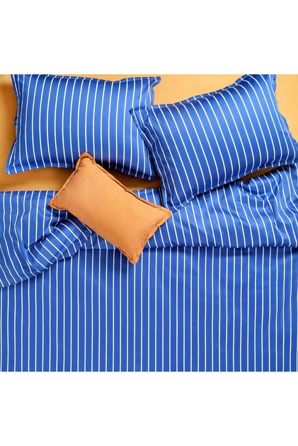 Solid Dark Blue Double Cotton Satin Duvet Cover Set