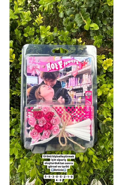 Hot Flowers buket çiçek resimli kişiye özel hediye