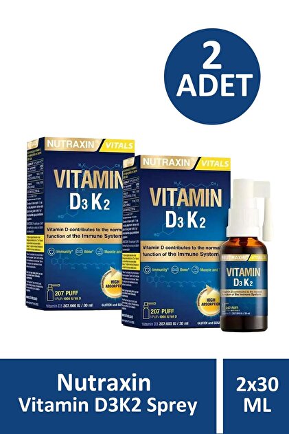Nutraxin Vitamin D3K2 Sprey 30 ml 2 Adet - Fiyatı, Yorumları