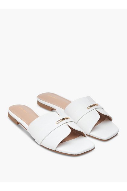 Metal Accent Slip-On Flat Sandals