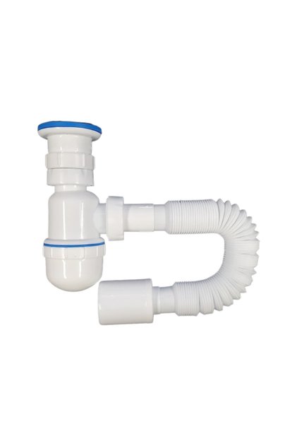 Sifon pentru chiuveta cu racord flexibil, COD1050, alb, 64 x 32 mm