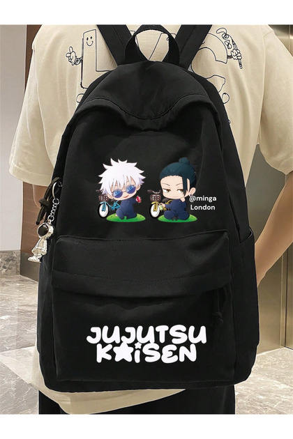 Black Jujutsu Kaisen Best Friend Printed School, Classroom, Course Printed Backpack -Minga London