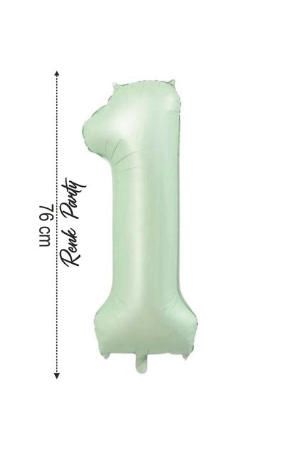 Foil Balloon 1 Number Helium Balloon 76 cm Green Color - 1 Year Old Balloon - 1 Number Balloon - 34 Inch