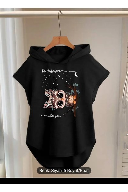 Lerixmod Women's Combed Cotton Two-Thread Batwing Hooded On-Printed Swit