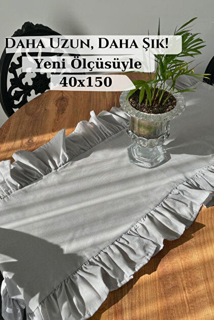 Fırfırlı Gri Runner 40x150 Daha Uzun, Daha Şık!