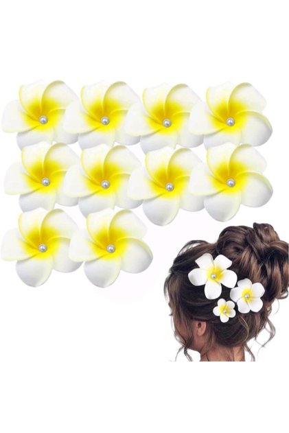 Orchid Figured Pearl Detailed White Color 8 cm Metal Collet Buckle