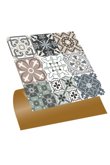 Kendinden Yapışkanlı Kimono Desenli Pvc Karo 30x30 Cm (33 Adet) 3m2
