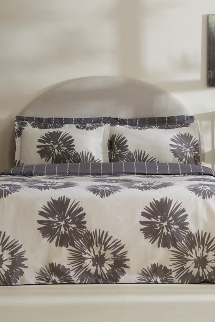 Corel Sea 100% Cotton Double Duvet Cover Set Gray