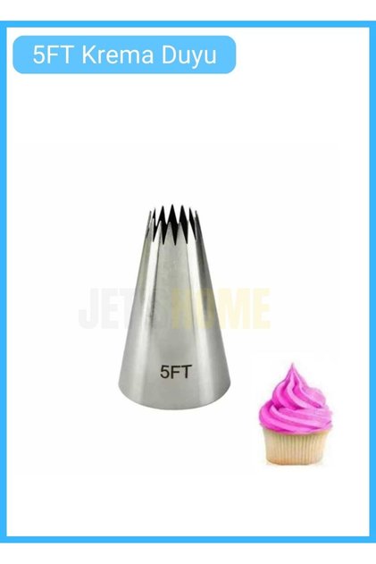 5FT Yıldız Krema Duyu Cupcake, Ekler ve Tart Süsleme Ucu Büyük Paslanmaz Çelik 3x1.4x4.8 cm