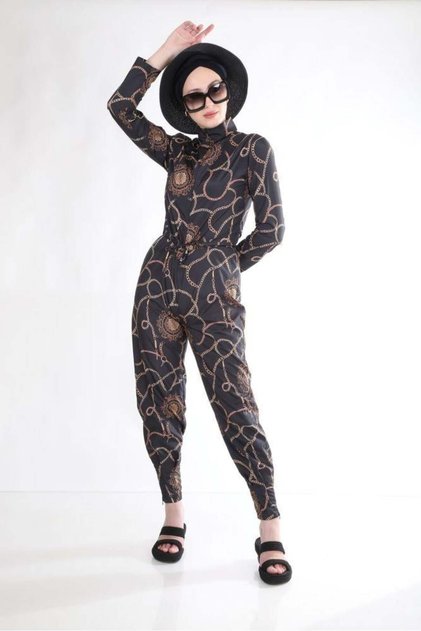 Chain Pattern Jumpsuit Swimsuit
