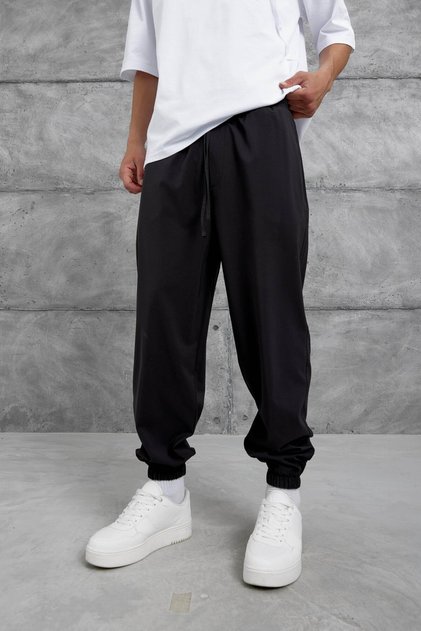 Ανδρικό Φούτερ Nmrc Fabric Bottom Μαύρο Ελαστικό Parachute Loose Fit