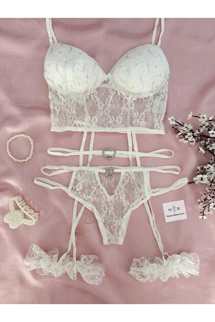 MH Moony Homewears Room Gelin Taş Detaylı Jartiyer Set - Fiyatı