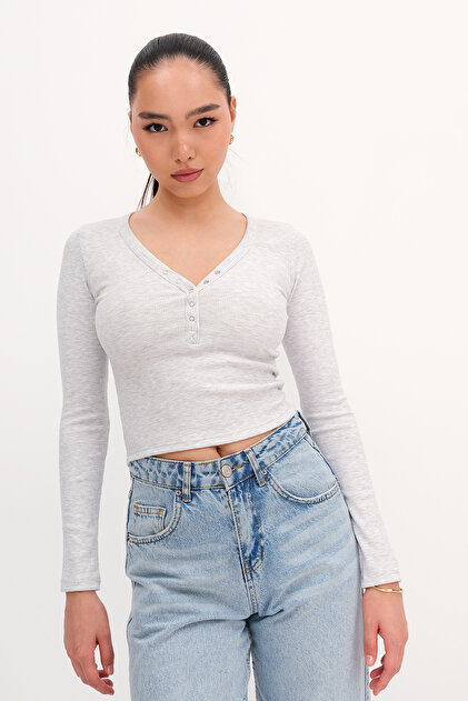 Addax Yakası Çıtçıtlı Modal T-shirt B13847-J7 - Fiyatı, Yorumları