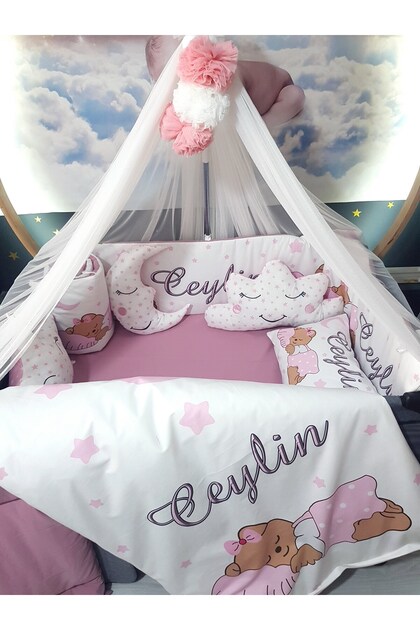 Baby Clime Kız Bebek Uyku Seti 70x110 - Park Beşik Kenar Korumalı