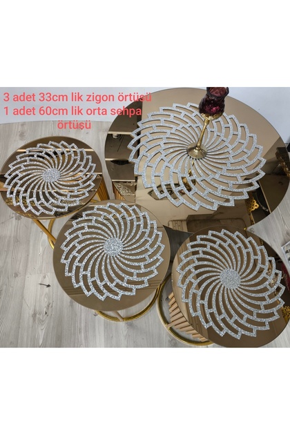 4 Pieces of ""Coffee Table Cover"" (1 Ad. Cover for Centre Table 60cm, 3 Pcs. 33cm Nesting Cover)/Glitter