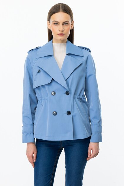 Double Breasted Collar Short Trench Coat