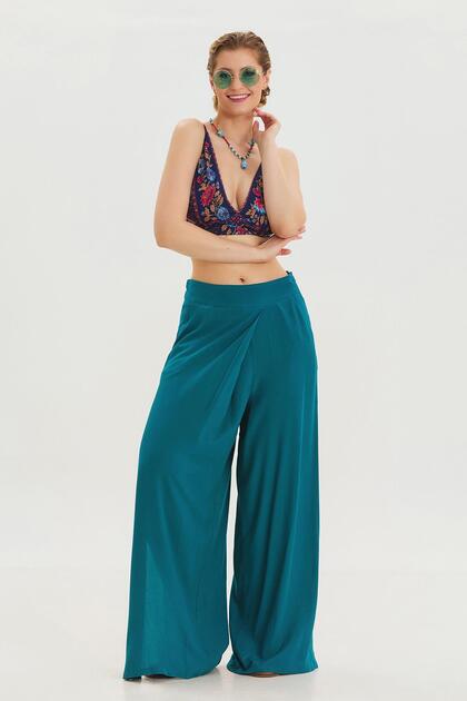 Women's High Waist Pants with Zipper Detail Pocket