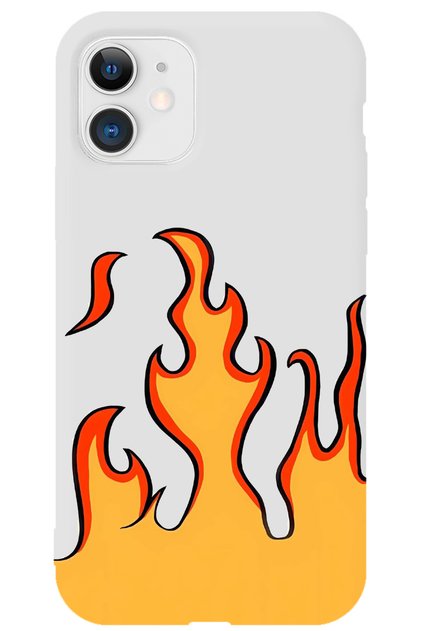 iPhone 11 White Inside Velvet Flame Pattern Silicone Phone Case