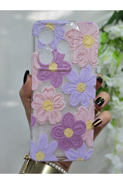 Realme C53 Compatible Pastel Colored Flowers Patterned Transparent Phone Case