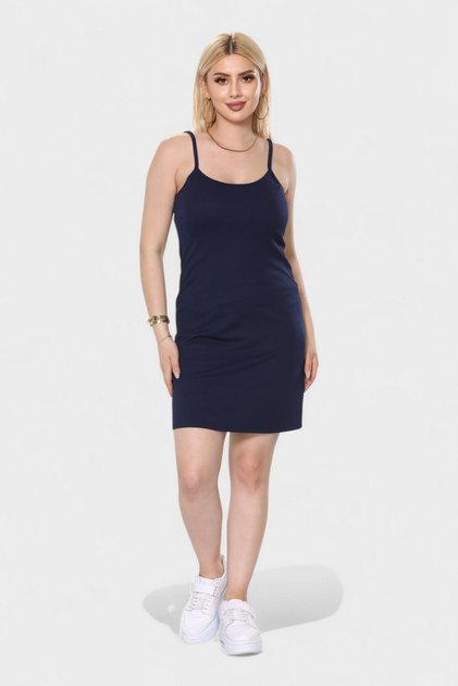 Women's Black Rope Strap Mini Camisole Dress