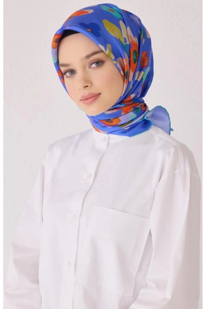 Tivil Silk Scarf 4033 - 81 Blue Mixed Pattern